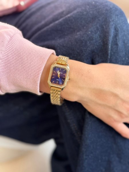 ساعة شبيه روليكس ارضية ازرق الهاردوير ذهبي