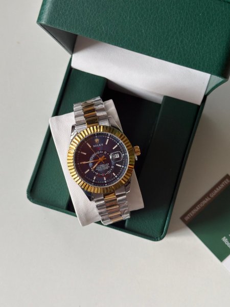 ساعة روليكس مينا ازرق هاردوير مكس بين الذهبي والسلفر