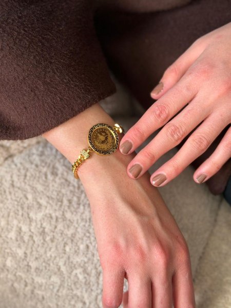 اسواره ليره حجم كبير لون ذهبي مكفوله اللون