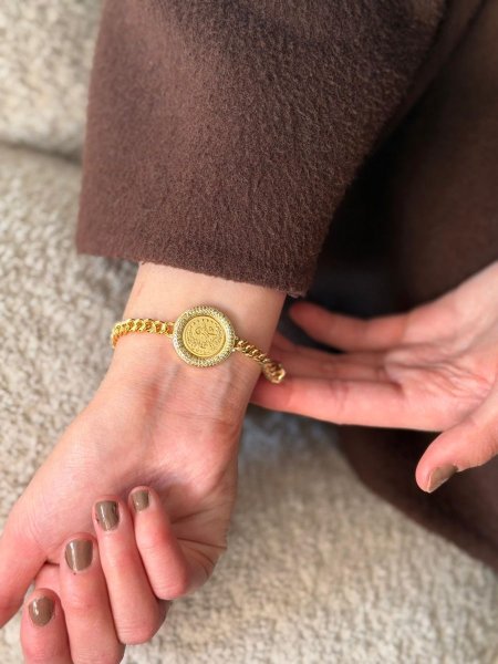 اسواره ليره حجم كبير لون ذهبي مكفوله اللون