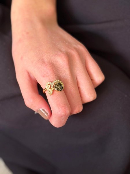 خاتم قل لون اسود مكفول اللون