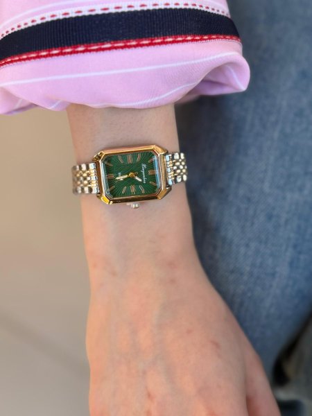 ساعة شبيه روليكس ارضية اخضر  الهاردوير مكس بين الذهبي والسلفر