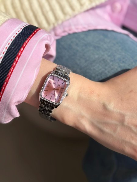 ساعة شبيه روليكس مينا زهري هاردوير سلفر اللون مكفول