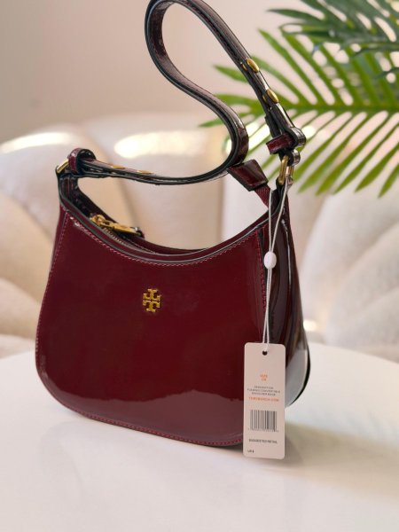 حقيبة توري بورش  لون برغندي لامع